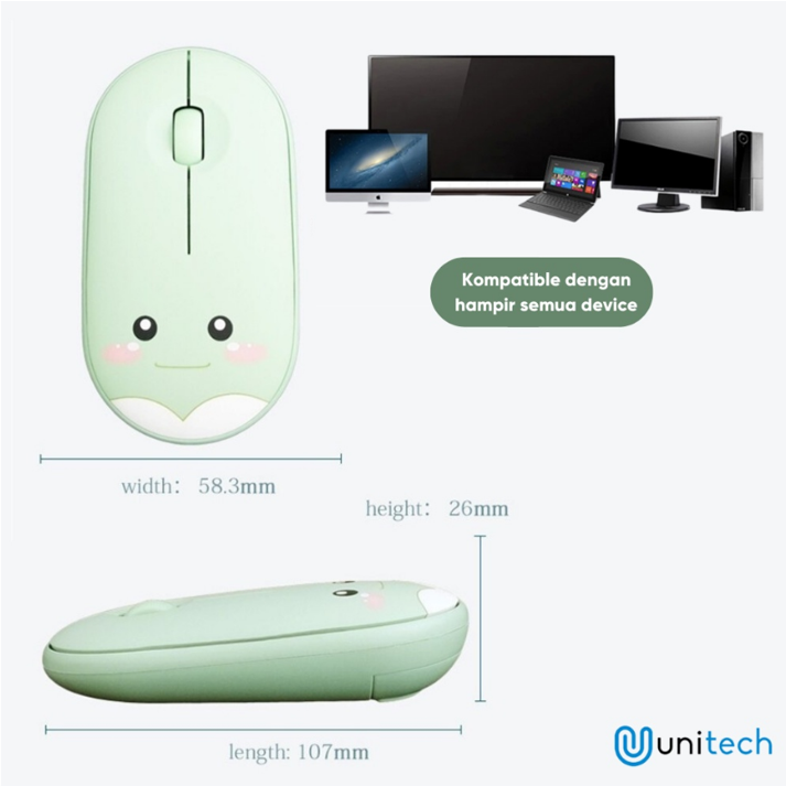 Mouse Wireless Unitech Karakter PS106 Slim Silent Click 2.4Ghz Mouse