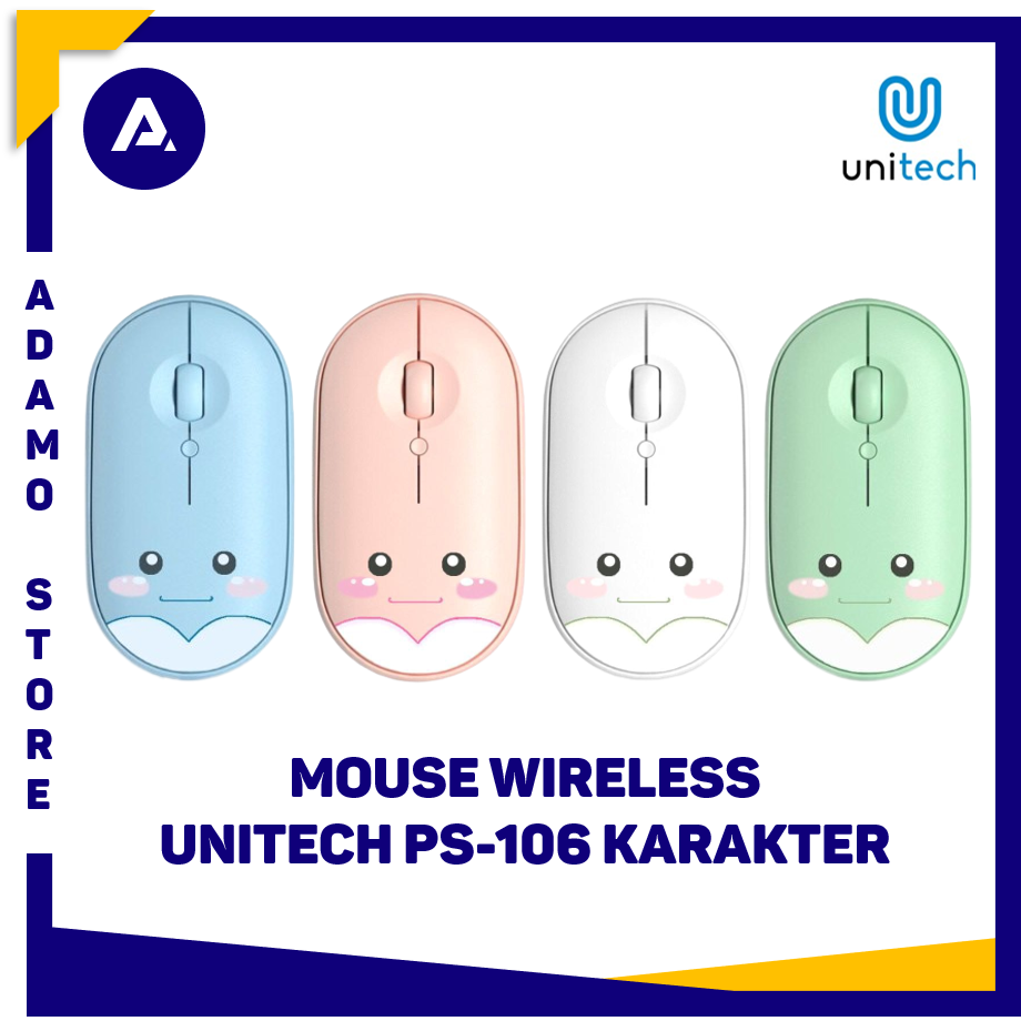 Mouse Wireless Unitech Karakter PS106 Slim Silent Click 2.4Ghz Mouse