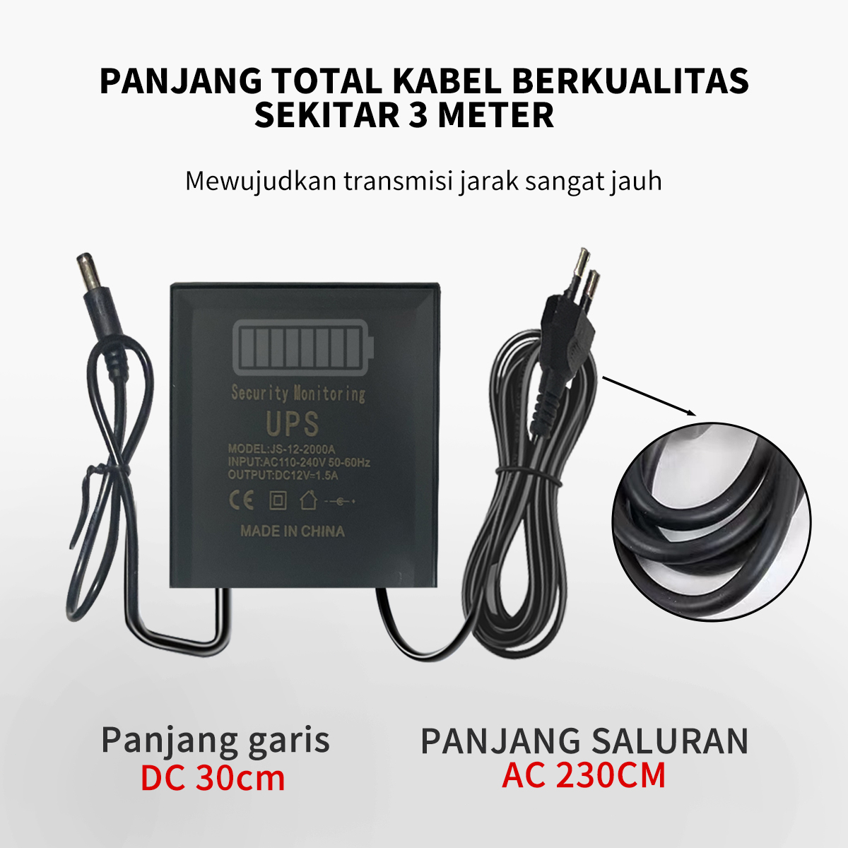 XIHANCAM Adaptor Power Output DC 12V Cadangan Baterai UPS Mini Catu Daya Tak Terputus untuk WiFi Router Modem Antarmuka Universal Kamera Keamanan Charge Travel Adaptor Charger Kamera CCTV Outdoor Charging