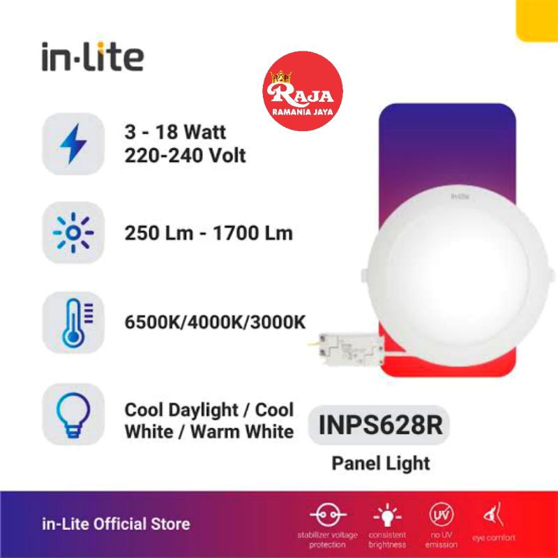 Inlite Downlight/Panel Light LED Berkualitas Tri Colour/3 Warna SNI