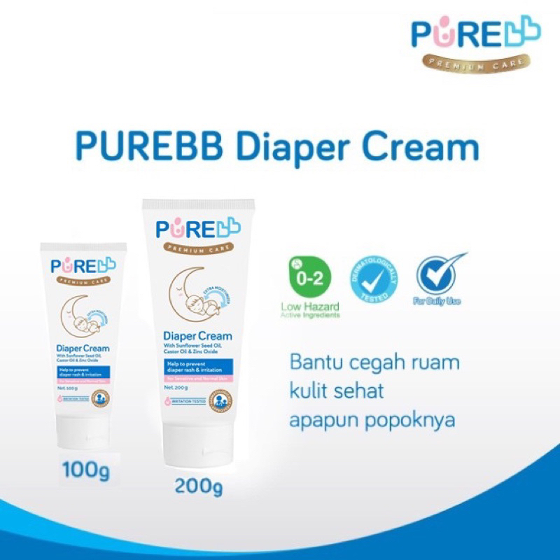 Pure Baby Diaper Cream 200gr - Krim Pencegah Iritasi dan Ruam Popok pada Bayi