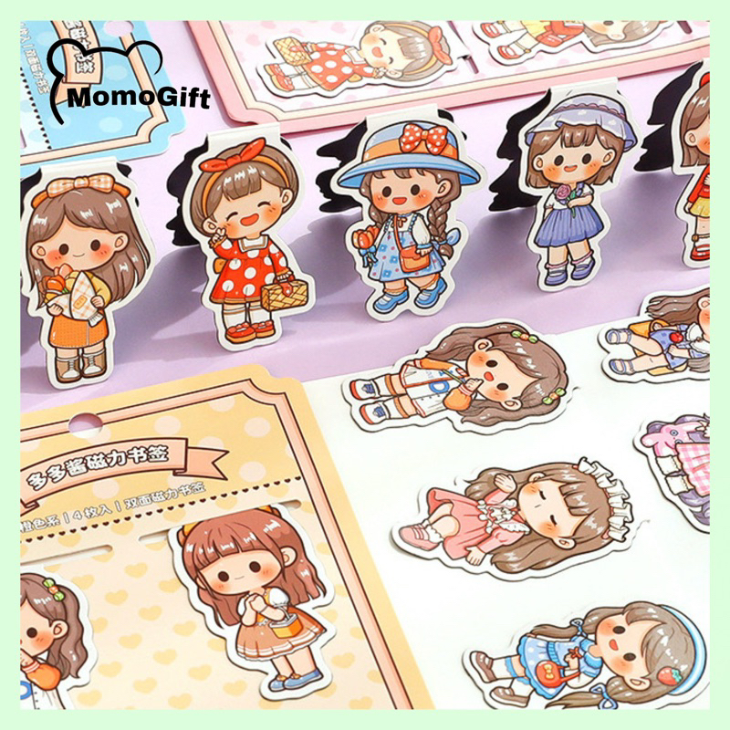 

Pembatas Buku Magnetic Bookmark Clip Kertas Motif Lucu Doudou Sauce Set Free Stiker TLD101