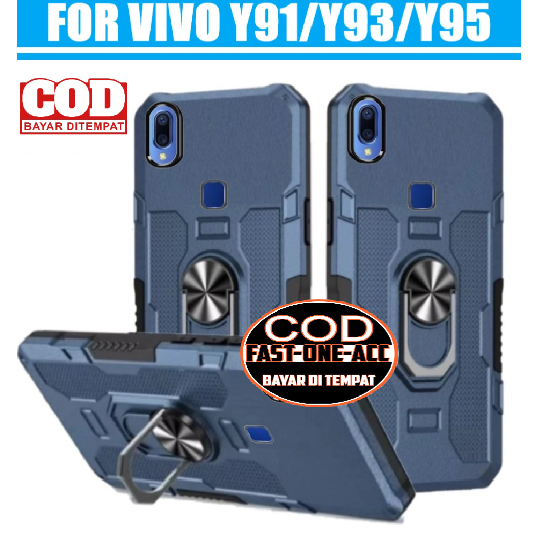 Case VIVO Y91/Y93/Y95 NEW Soft Case Robot Hit EYE Ring Standing Hard Case Carbon