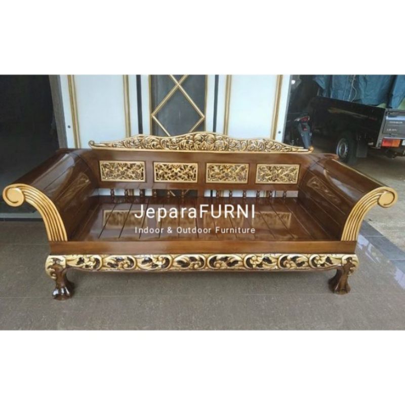 Bangku Bale Bale Ukir Kayu Jati Jepara