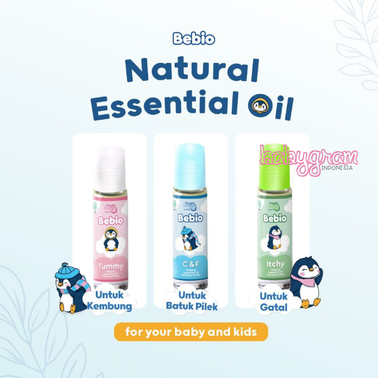 FreshLiving Bebio By Fresh Care Essential Oil 9ml Flu Pilek Batuk Gatal Perut Kembung Bayi Anak