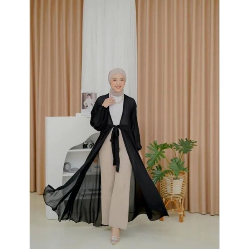 Tasya Long Outher Ceruty Babydoll/ Cardigan Panjang Wanita Ceruty Model Terbaru