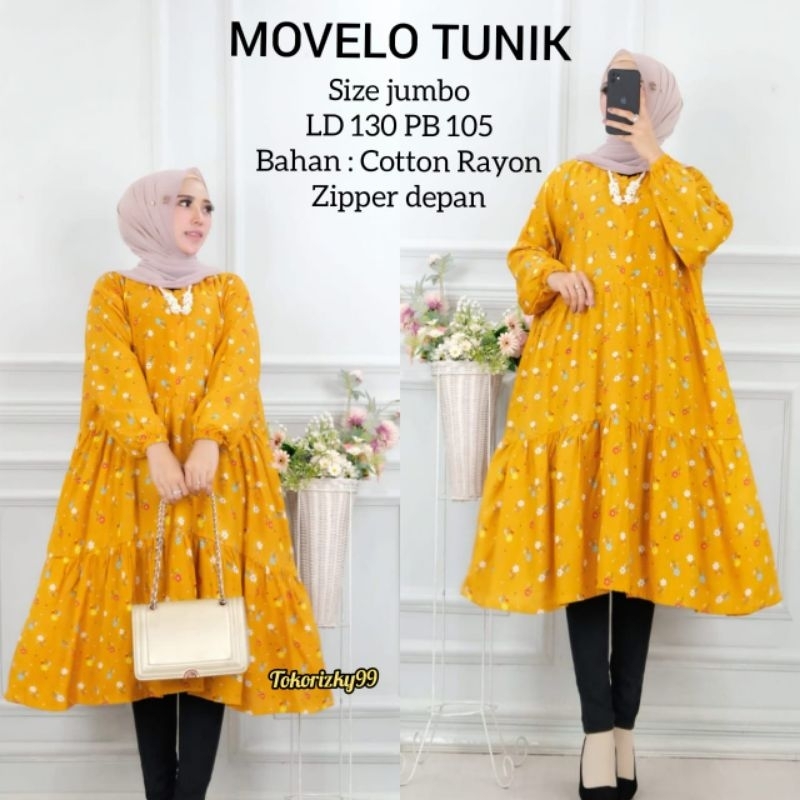 MOVELO TUNIK LD 130 LONG  ZALFA OUTFIT JUMBO TUNIK SUSUN RAYON VISCOSE JUMBO XXXL