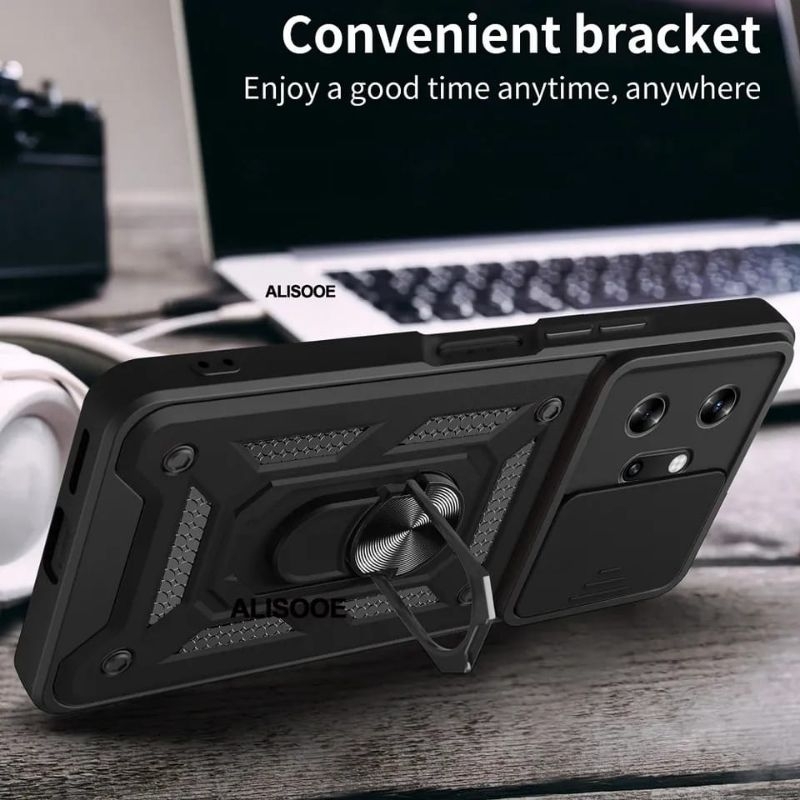 hot sale vivo v27 5g case armor slide protect kamera case robot slide kamera + ringstand case vivo