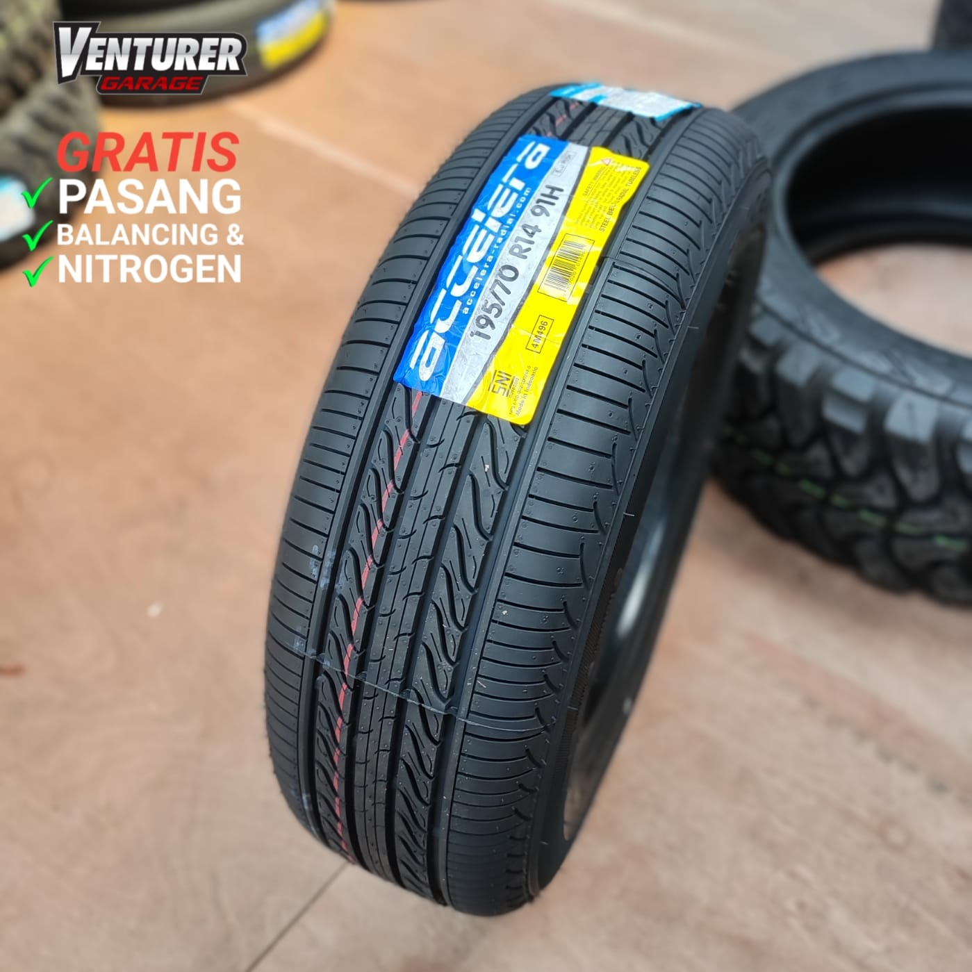 Ban Mobil 195 70 R14 ACCELERA ECOPLUSH 195/70 Ring 14 Tubles gersik