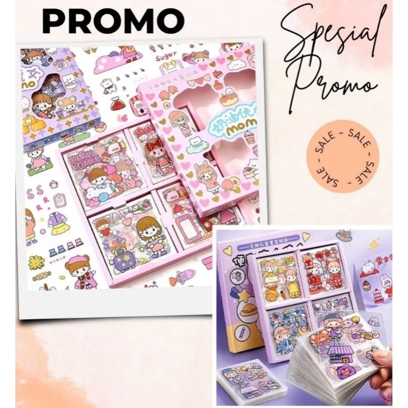 

100 lembar stiker motif kartun Momo Korea anti air