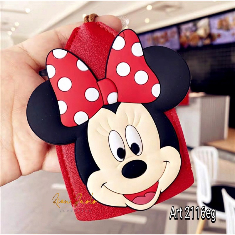 Gantungan Dompet Kunci Mobil / Motor / Rumah Mickey Mouse Pouch Key Chain Tarik Kartun Lucu Korea Premium Rien Paolo