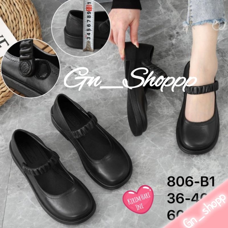 Sandal Sepatu Wanita Bakpao Hitam Tali Kerut Terbaru 806-B1