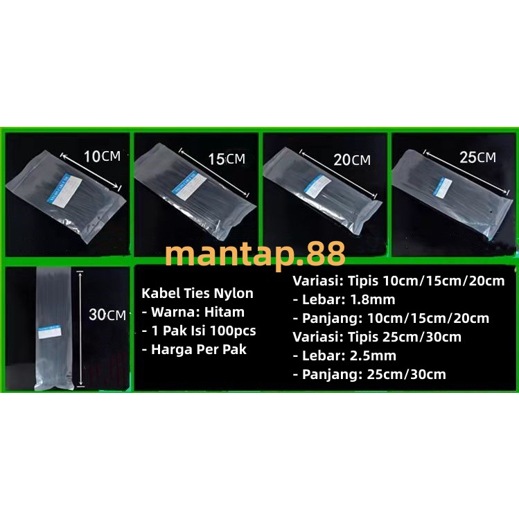 

kabel ties/kabel tis tipis hitam/putih 10cm,15cm,20cm,25cm,30cm