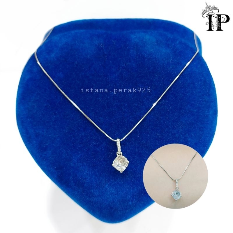 SET KALUNG PERAK ASLI SILVER 925 LAPIS EMAS PUTIH MODEL LIONTIN DIAMOND TERBARU - KALUNG PERAK ASLI 