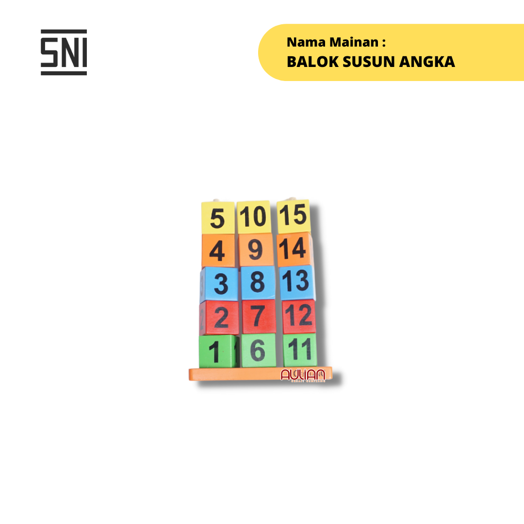 MAINAN EDUKASI ANAK / MAINAN KAYU / APE PAUD - BALOK SUSUN ANGKA
