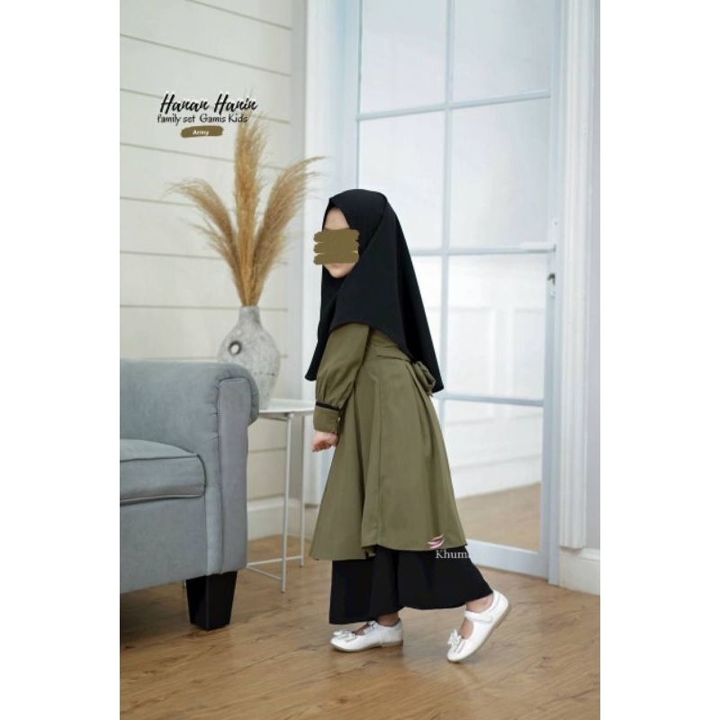 Hanin Baju Muslim Anak Set Jilbab/ Gamis Dress Anak by Khumaaz