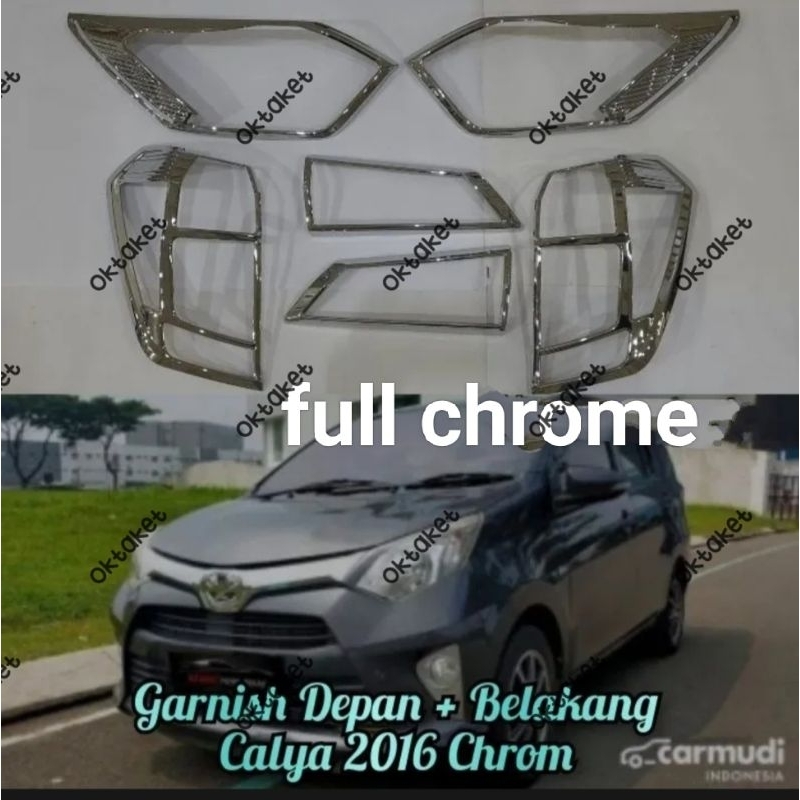 paket garnish lampu depan belakang Calya Sigra 2016 2017 2018 Hitam Chrome Carbontivo jsl