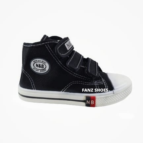 SEPATU SEKOLAH ANAK - SEPATU TEMPEL BOOT HITAM PUTIH &amp; HITAM HITAM SIZE 28 - 35  - SEPATU FORMAL - SEPATU N&amp;B TEMPEL SIZE 28 - 35 - FANZ SHOES