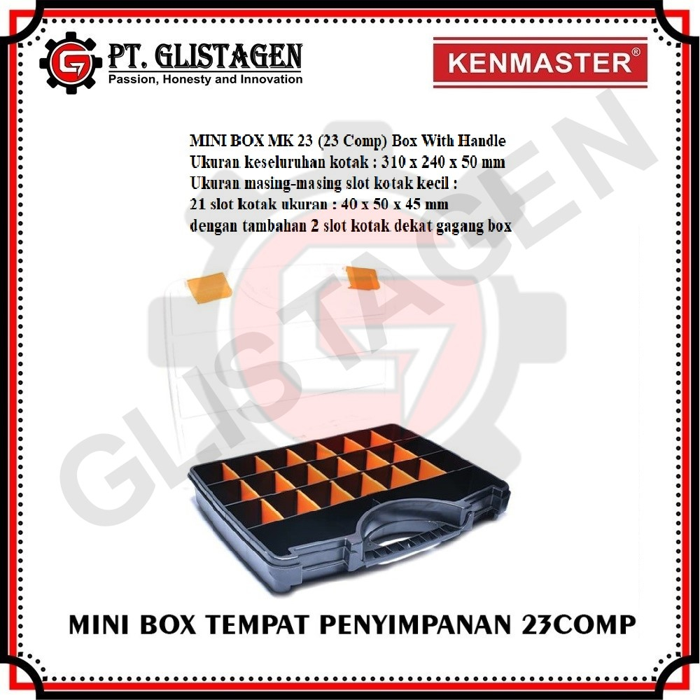 KENMASTER MK 23 SLOT MINI TOOL BOX PLASTIK TOOLBOX WITH HANDLE KOPER