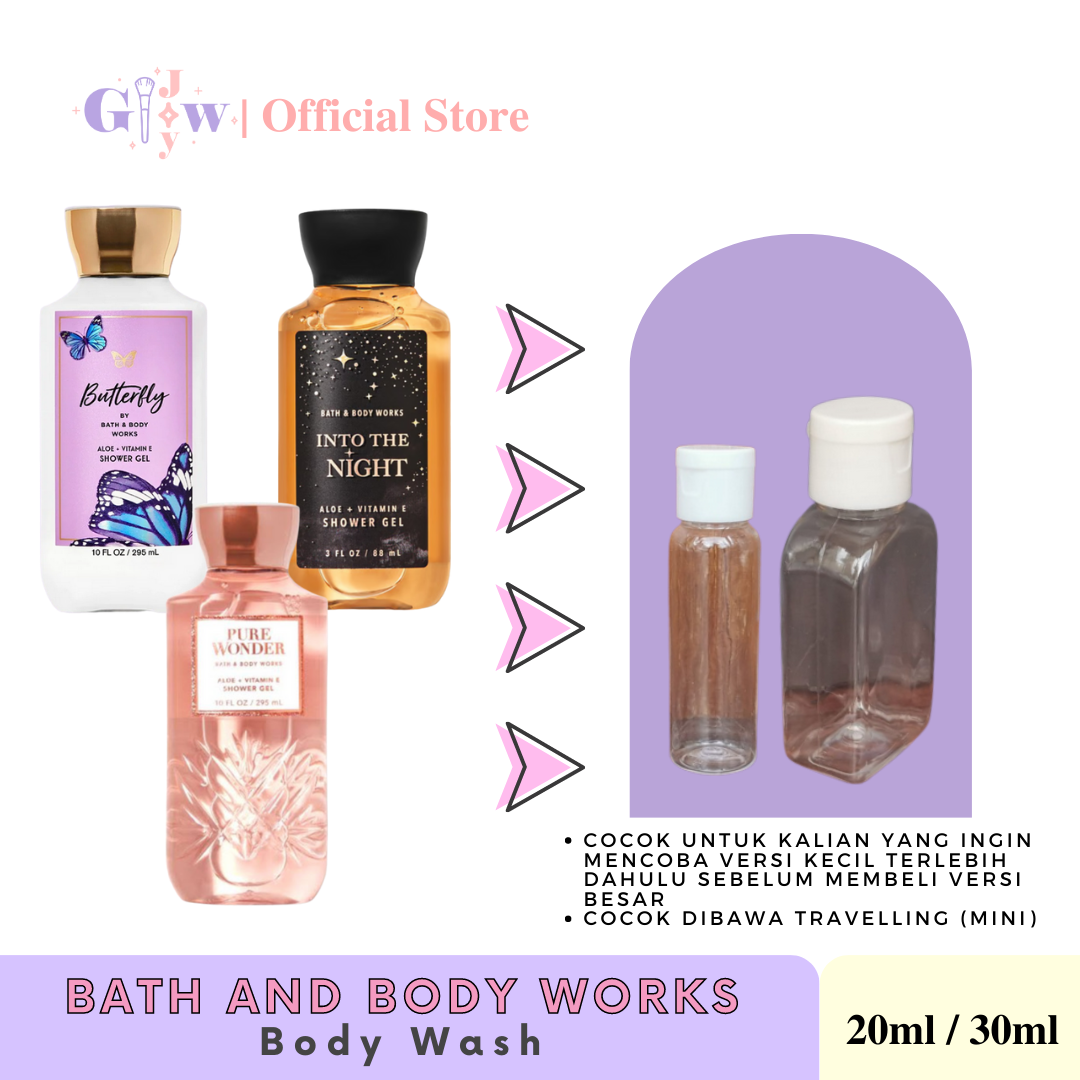 [SHARE IN JAR] BATH AND BODY WORKS - shower gel body wash | aloe vitamin e sabun badan mandi perawatan tubuh kecantikan bbw wanita perempuan into the night butterfly pure wonder gel lotion cream scrub mencerahkan keperluan