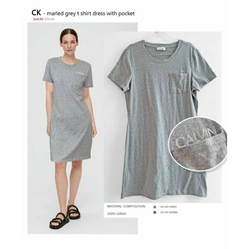 Calv*n Kln marled grey t shirt dres with pocket