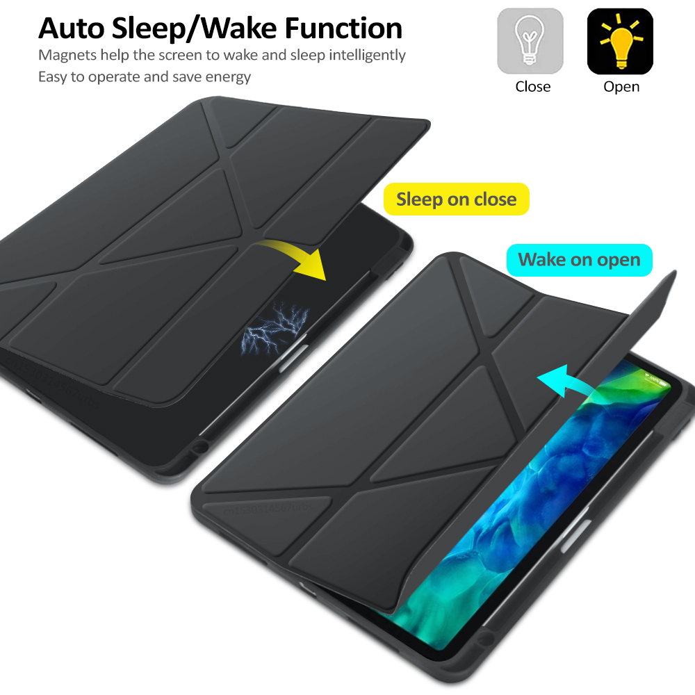 Case Akrilik Stand Folio For iPad Air 4th 5th Generation 10.9 inch M1 Magic Flip Cover Tablet Auto Sleep Casing Soft TPU Pen Slot