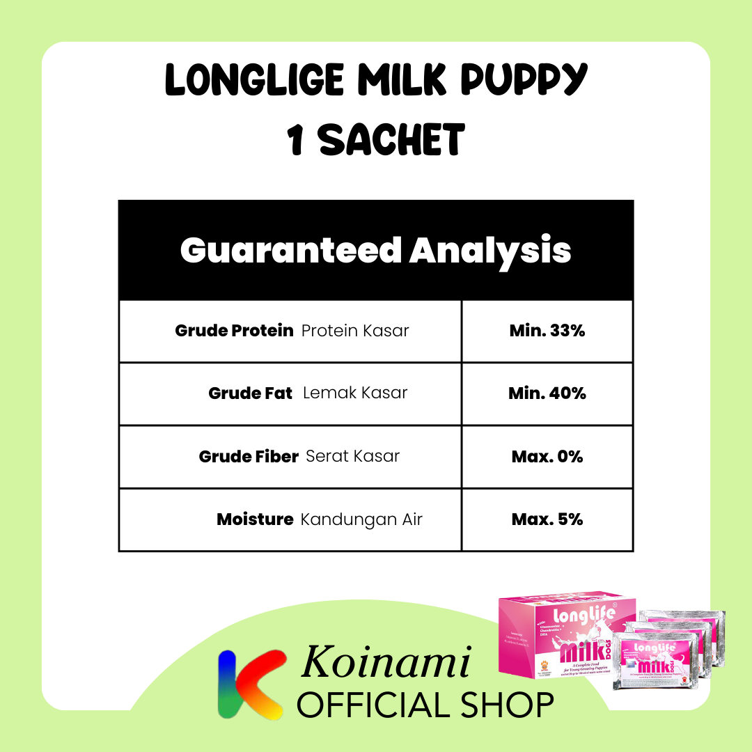 LONGLIFE MILK PUPPY @ 1 sachet pink / raid all / susu anak anjing / milk for dog  / petshop