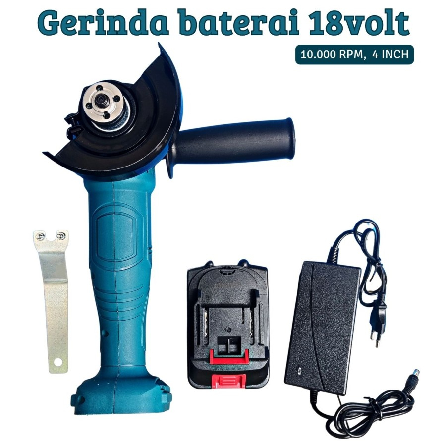 Gerinda Batrai 18 volt Cordless Mesin Gerinda Potong Kayu Besi 4 inch Angle Grinder