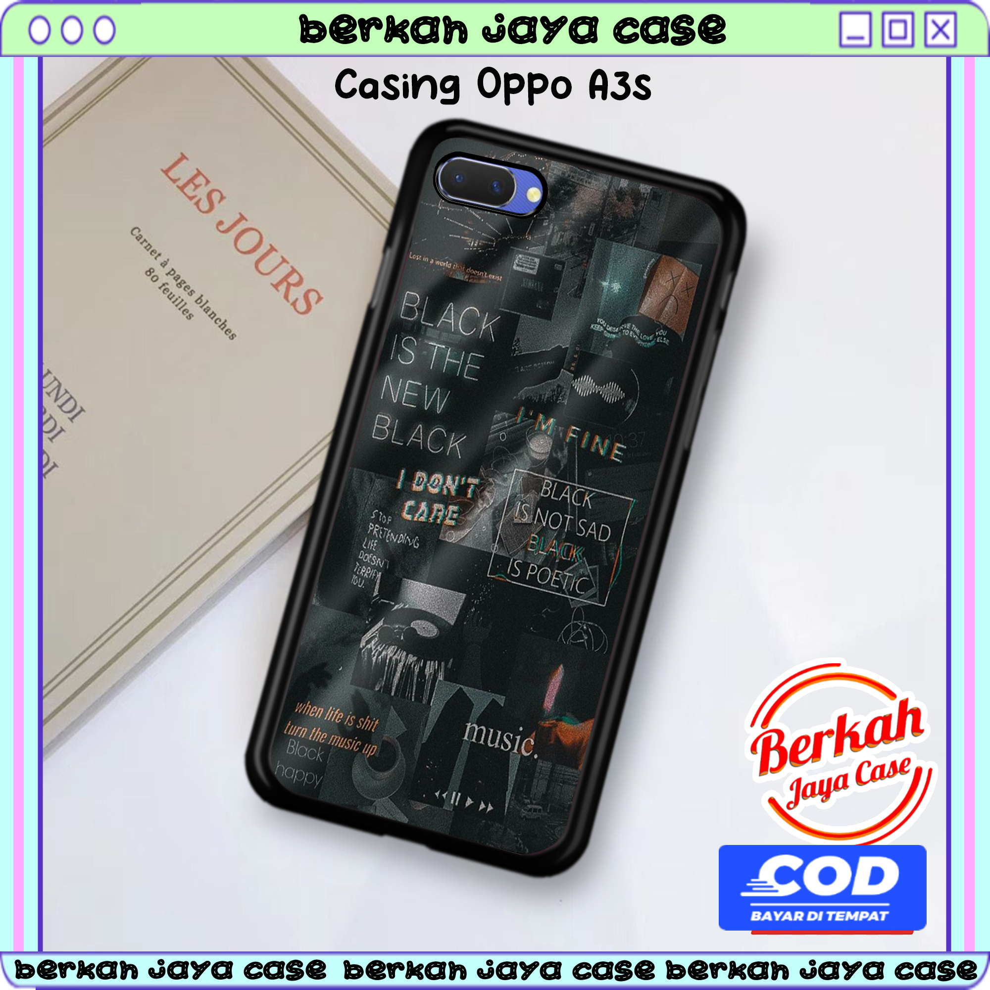 Case hp oppo a3s casing oppo a3s berkah case motif [BLACK001] case glossy Case Aesthetic terbaru ter