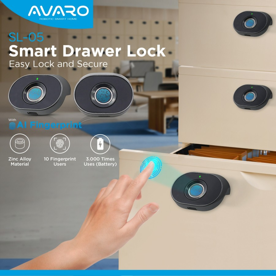 AVARO Smart Fingerprint Drawer Lock Cabinet SL05