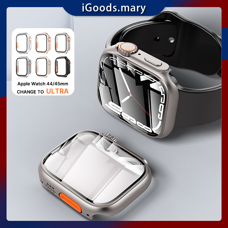 Apple Watch PC Case with Tempered Glass iWatch 44mm 45mm Change to 49mm Ultra Full Screen Protector