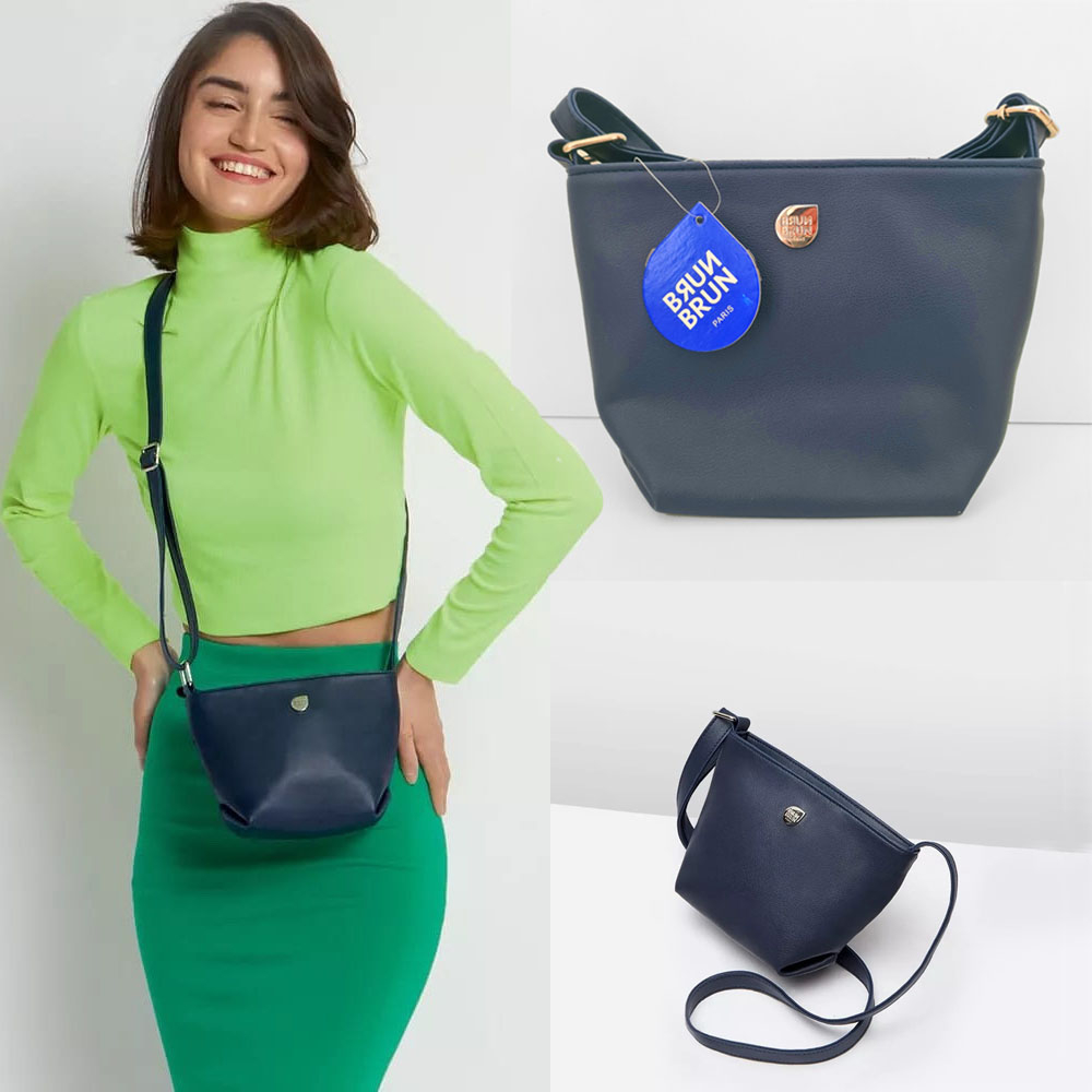 BrunBrun Brun Brun Paris Tas Fashion Selempang Sling Seve Navy Bag Wanita Kulit PU Mini Kecil Biru