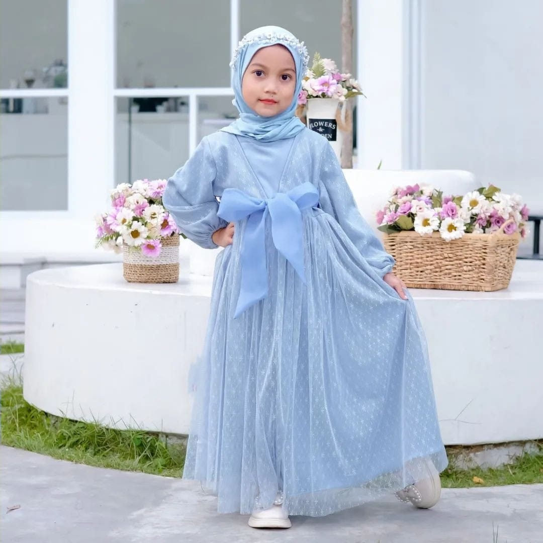 Camille Dress Kids Gamis Anak Tanggung 7-9 Tahun Gamis Tille Dot Anak Perempuan