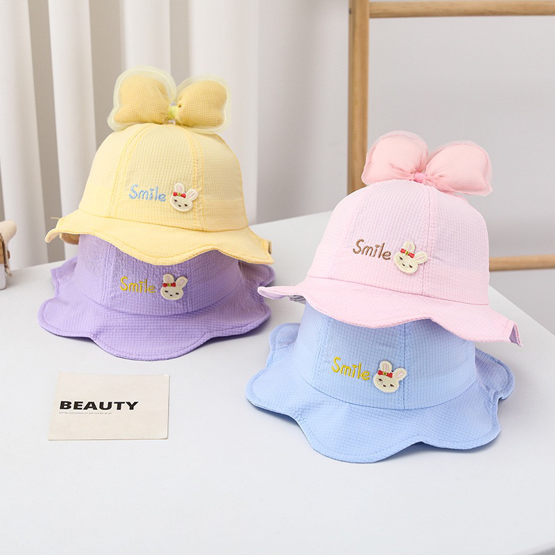 5-18 bulan Topi Bucket Anak Bayi Balita Model Import Model SMILE RABBIT Hat