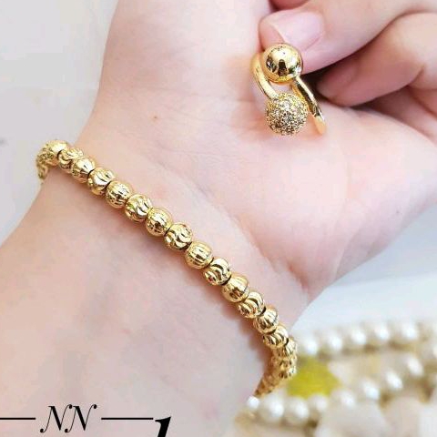 Gelang Biji Lada Set Cincin Boba Xuping Gold Terbaru Cantik 2405a3