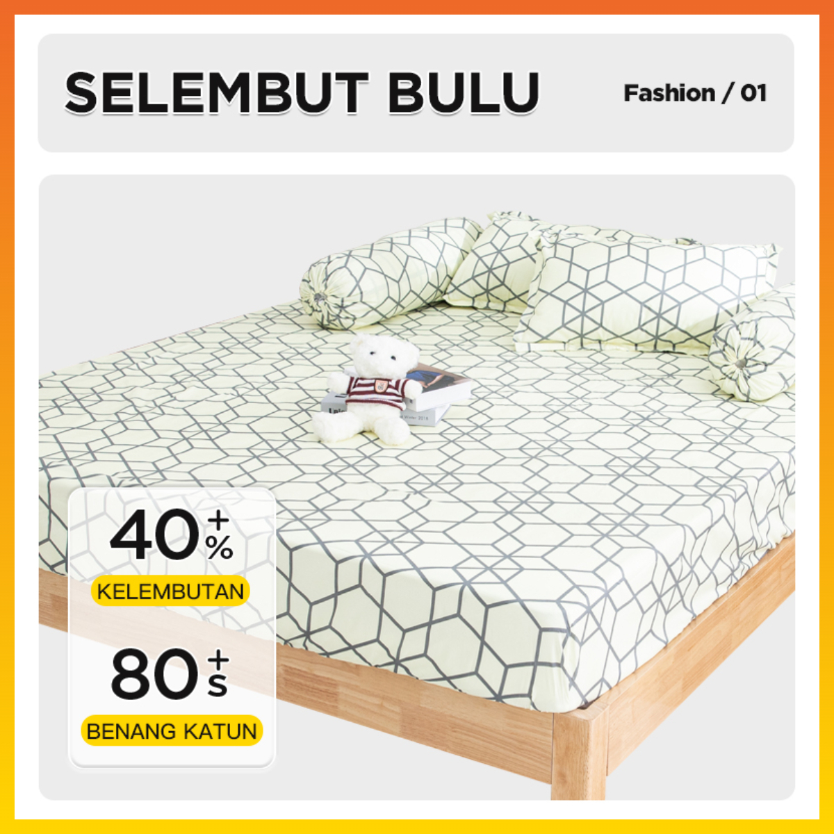 Sprei Set Motif Aesthetic KQ Dengan Sarung Bantal &amp; Guling Sprei Lembut Murah Premium Size180x200cm