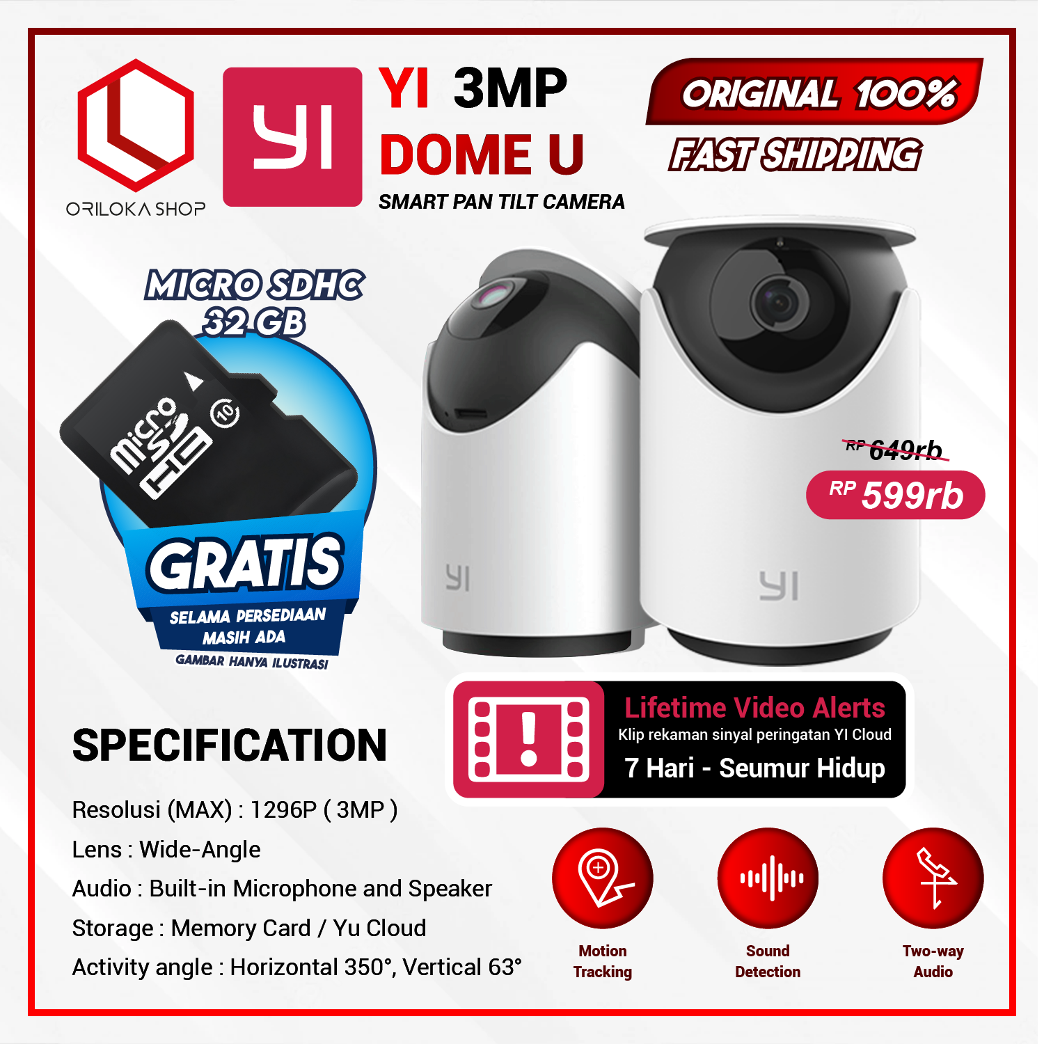 Yi DOME U Smart Camera CCTV International Version Original - Garansi Resmi