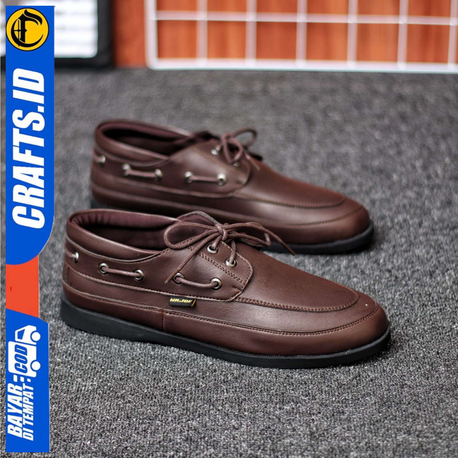 SepatuFormal Pantofel Pria Tali Hitam Kulit PU Original Brown Black Kantor Crafs Dario