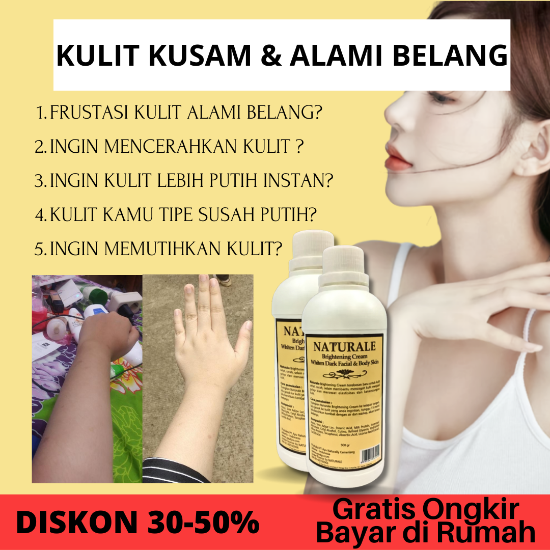 Naturale White Cream Aroma Whiten Dark Facial &amp; Body Skin 500gr