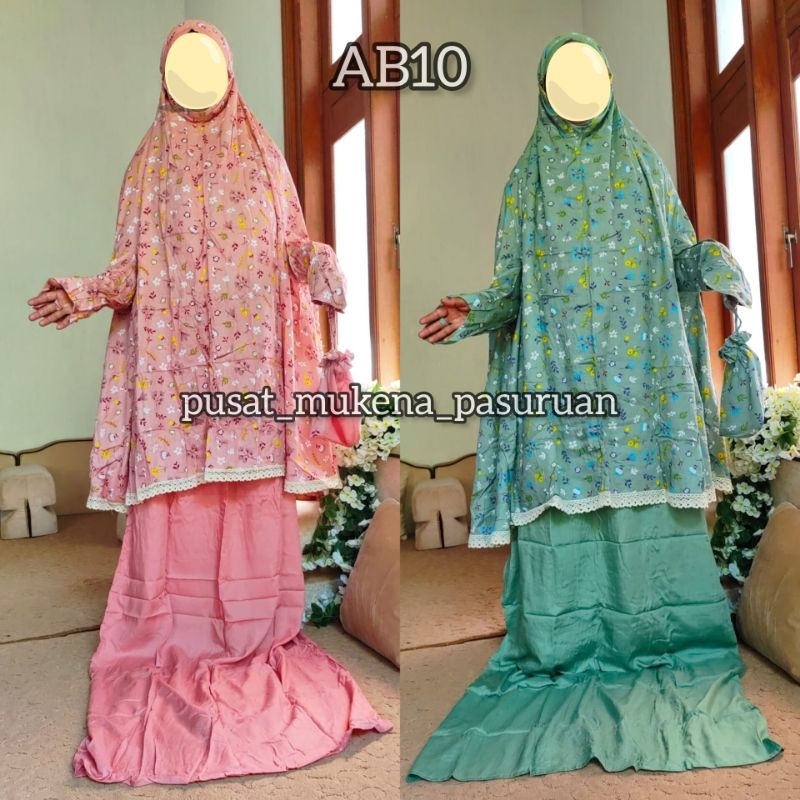 Mukena putusan berlengan atas bawah Hadramaut motif abh dewasa mukena berlengan