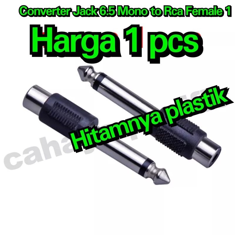 Konverter Jack 6.5 mono to 1 RCA female Bahan Plastik Converter 6.5 to Rca
