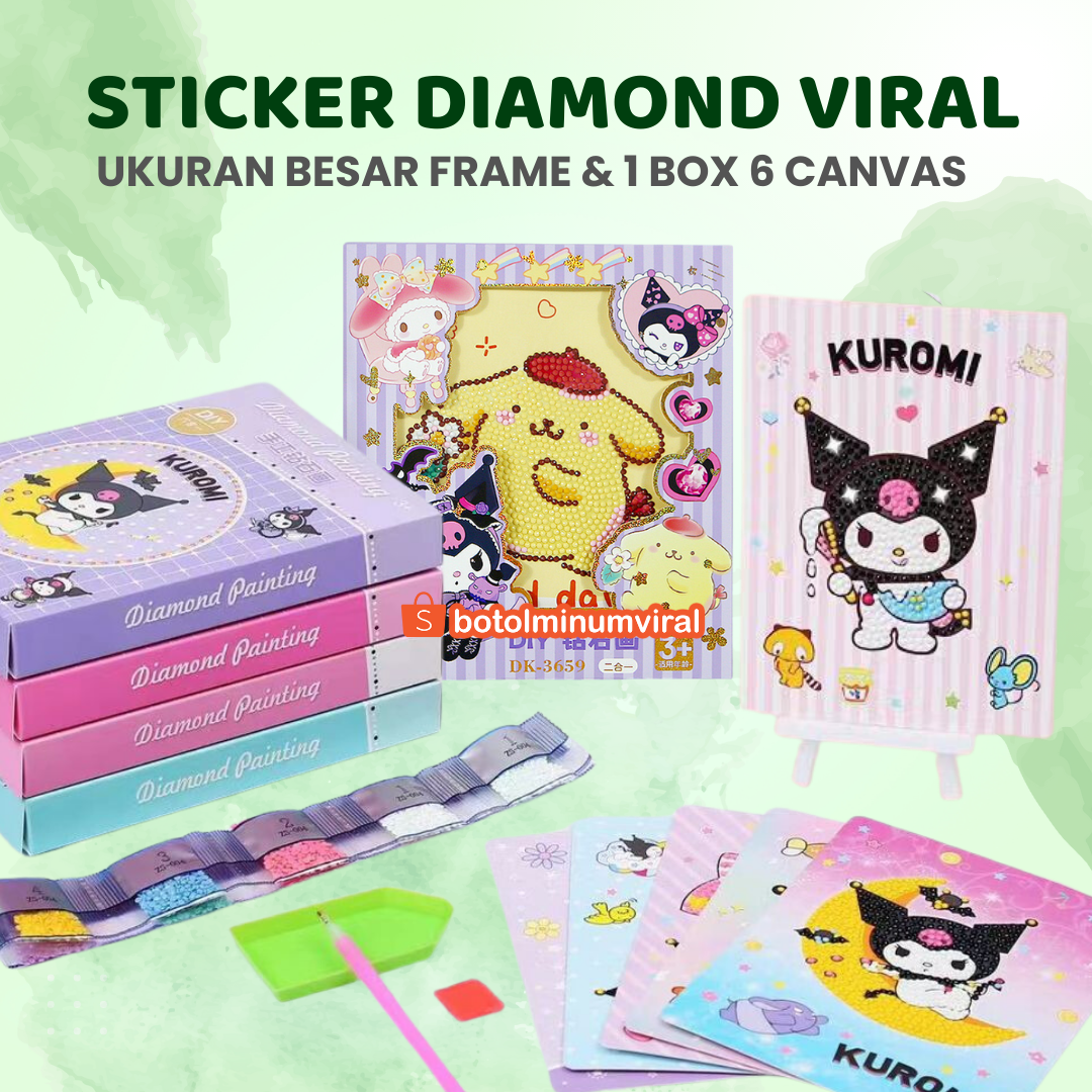 Sticker Diamond Painting DIY Mainan Sparkle Beads Anak Viral Sanrio