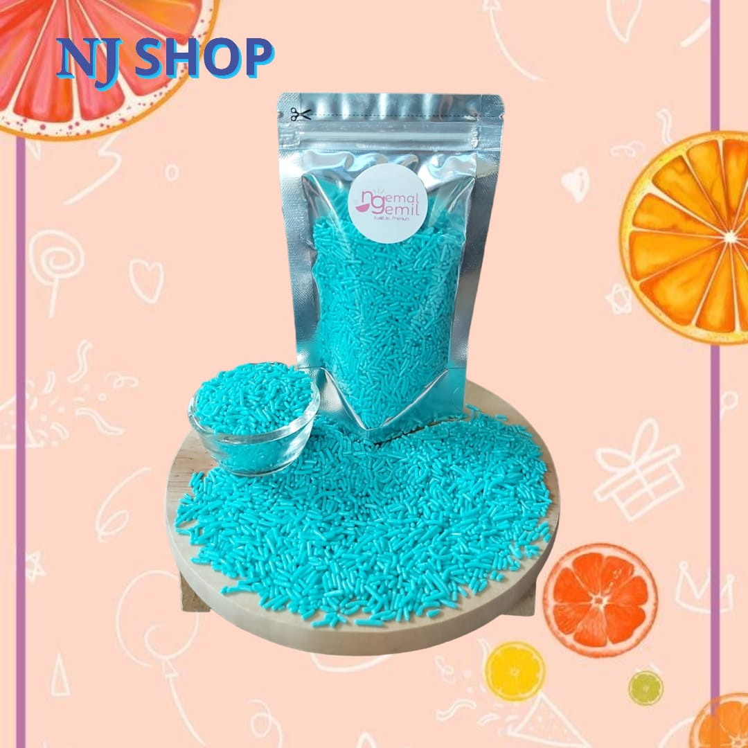 

[Coklat Original] - Meses Pouch Biru Meses Butiran Coklat Sprinkle Topping Donut Kue Bolu Kualitas Premium