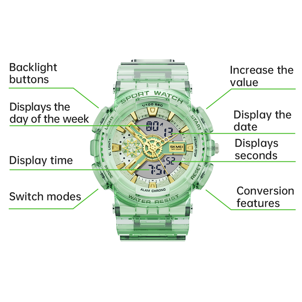 SKMEI jam tangan digital pria wanita casual jam tangan couple original anti air 3ATM Tersedia 2 warna dengan gaya mech yang keren