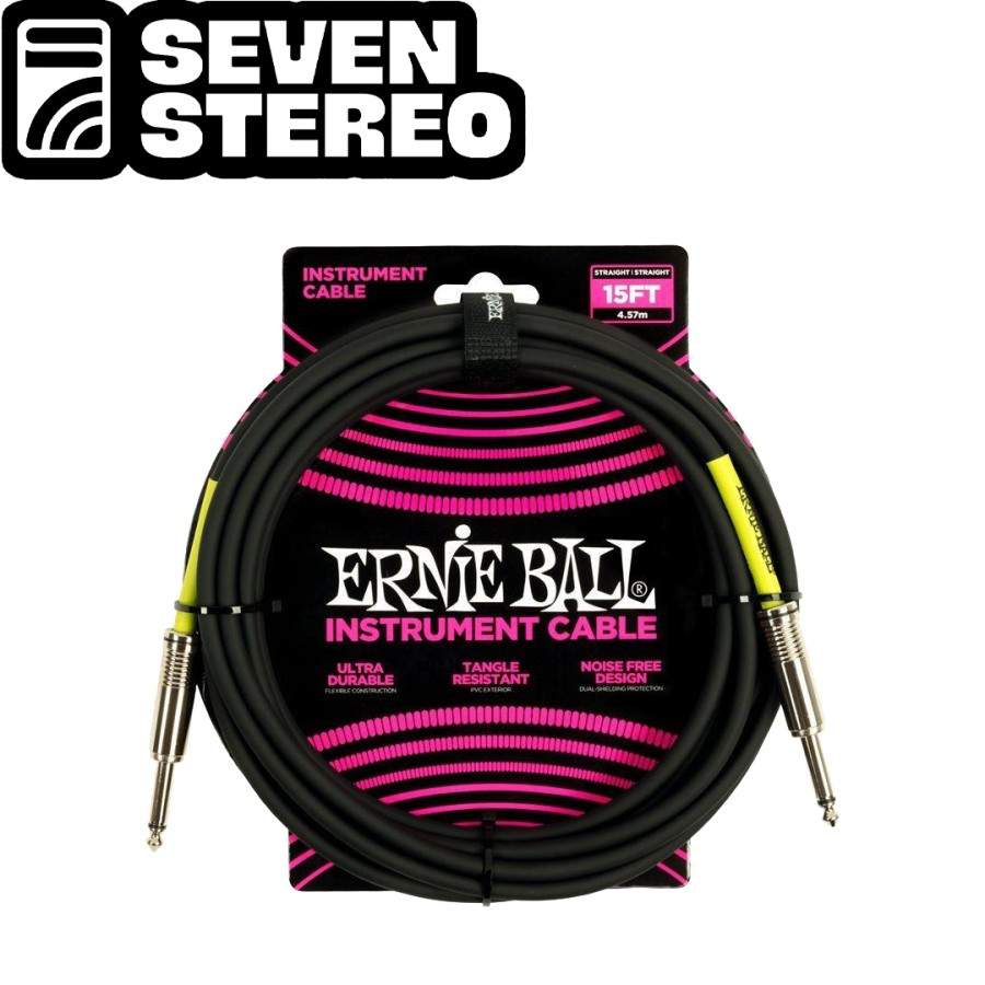 Ernie Ball 6399 15FT PVC Straight to Straight Instrument Cable Black