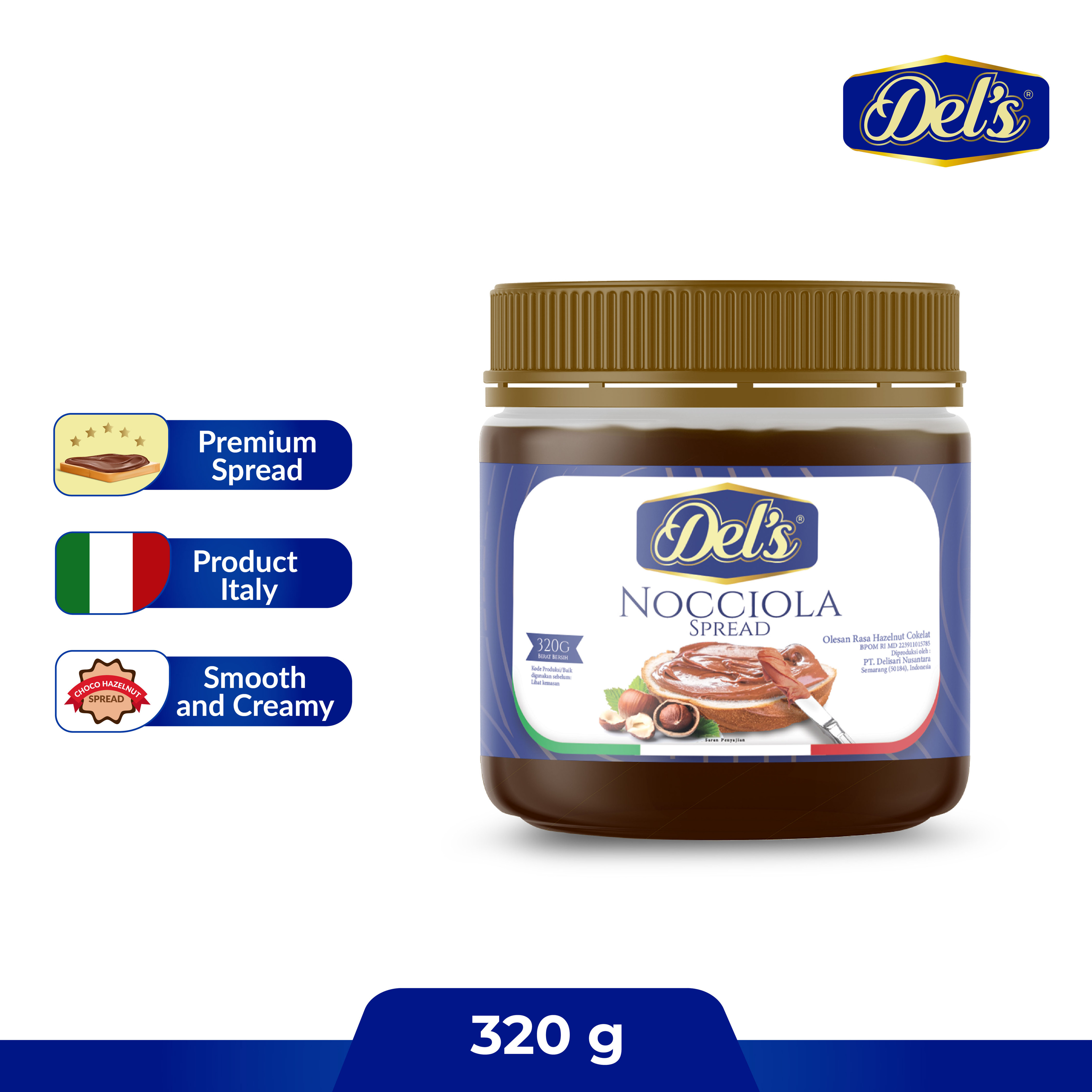 

Del's - Nocciola Chocolate Hazelnut Spread / Selai Hazelnut - 320Gr