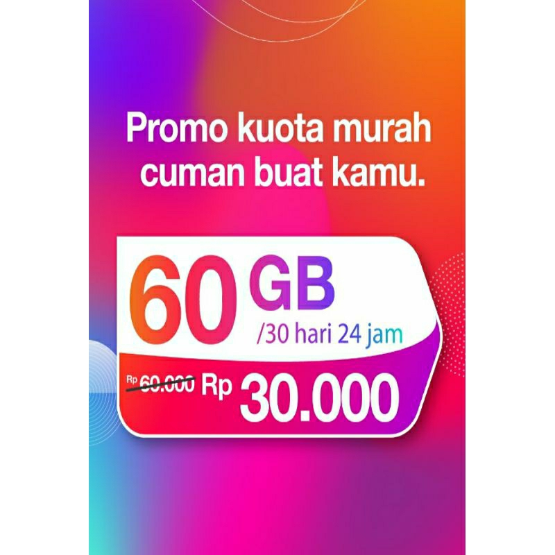 Kartu Tri sakti 60GB 1bulan 24jam cuma 30rb