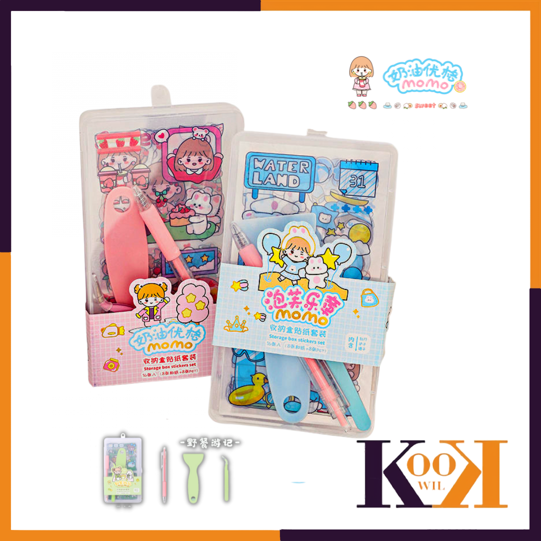 

( KKW ) Stiker Momo Box Set Scrapbook Stiker Tool Set 19 pcs Set