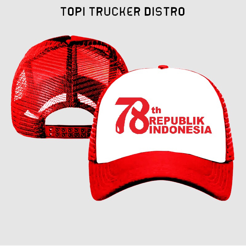 Topi Trucker 78 th REPUBLIK INDONESIA - MERAH PUTIH