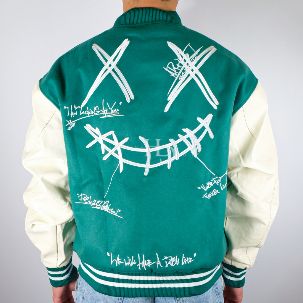 Ricky is Clown Deconstructed Varsity Jacket Green